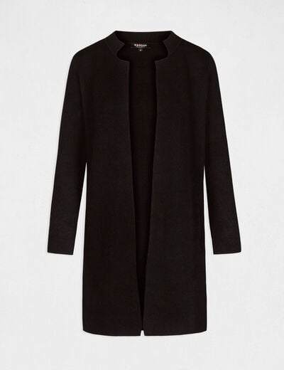 Gilet droit &agrave; col crant&eacute; gris anthracite femme