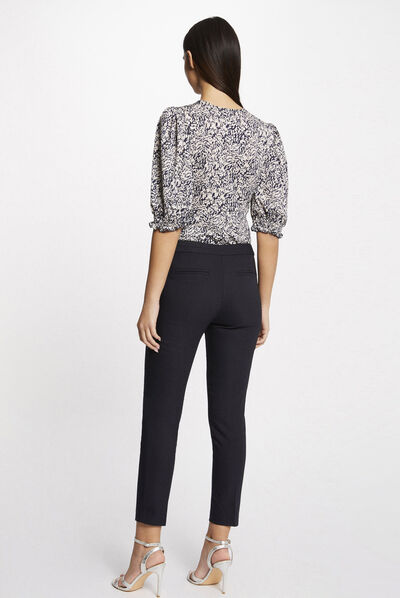 T-shirt manches 3/4 col bijou imprimé multico femme