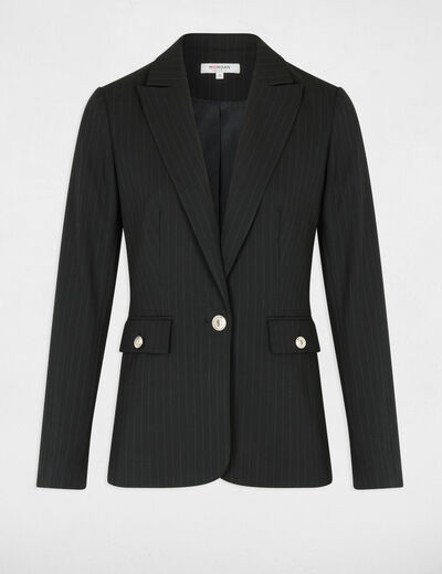 Gestreepte blazer met reverskraag zwart vrouw