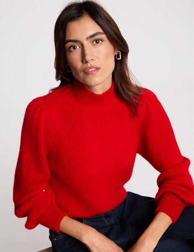 Trui met hoge kraag rood vrouw