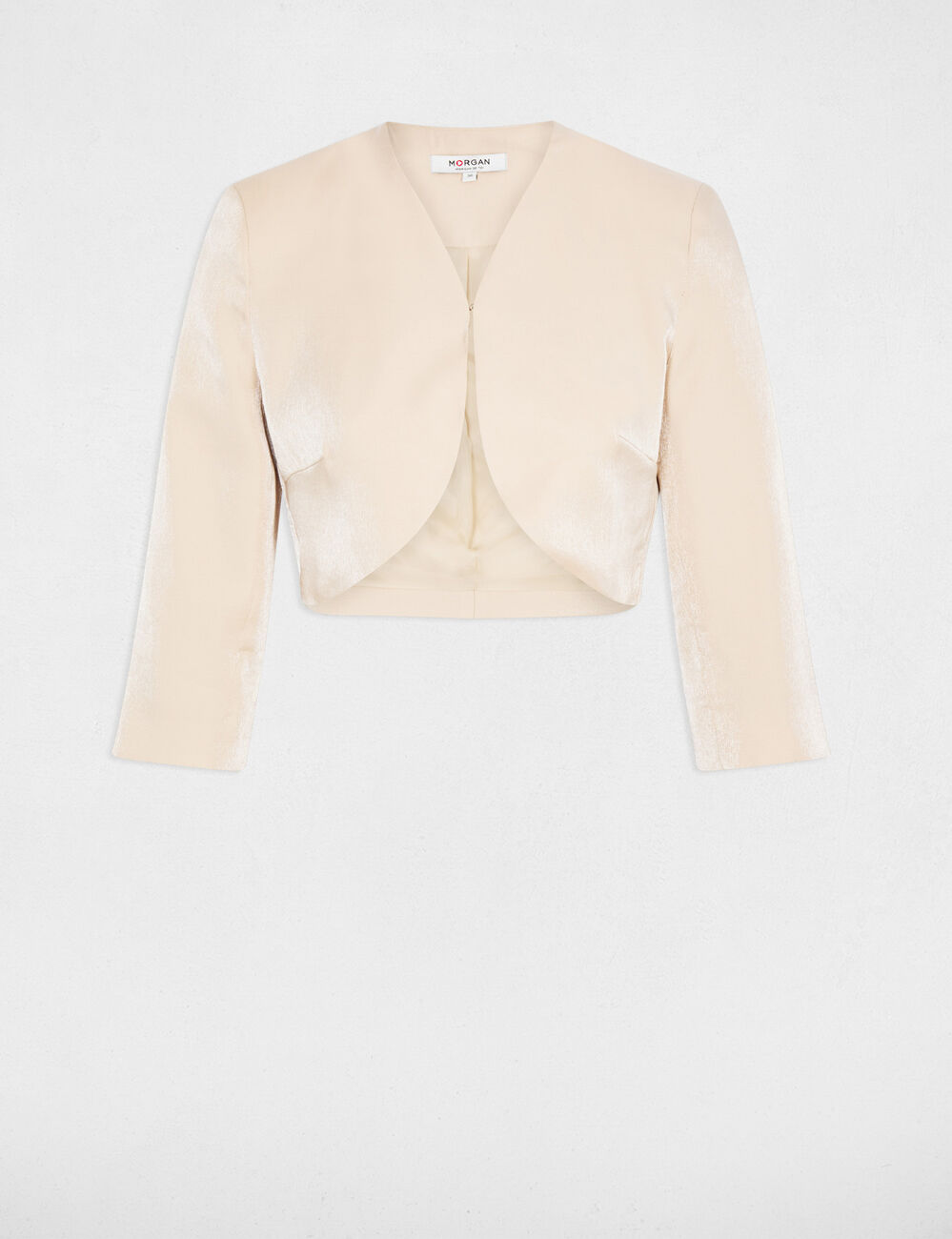 Bol&eacute;ro ajust&eacute; manches 3/4 beige clair femme