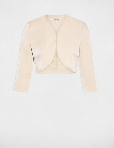 Bol&eacute;ro ajust&eacute; manches 3/4 beige clair femme