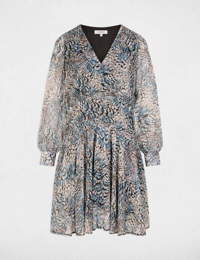 Robe courte manches bouffantes multicolore femme