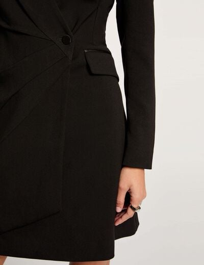 Robe blazer col v noir femme