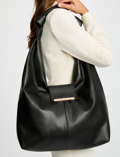 Sac demi-lune à noeuds noir femme