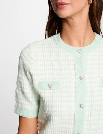 Vest met korte mouwen en print lichtgroen vrouw
