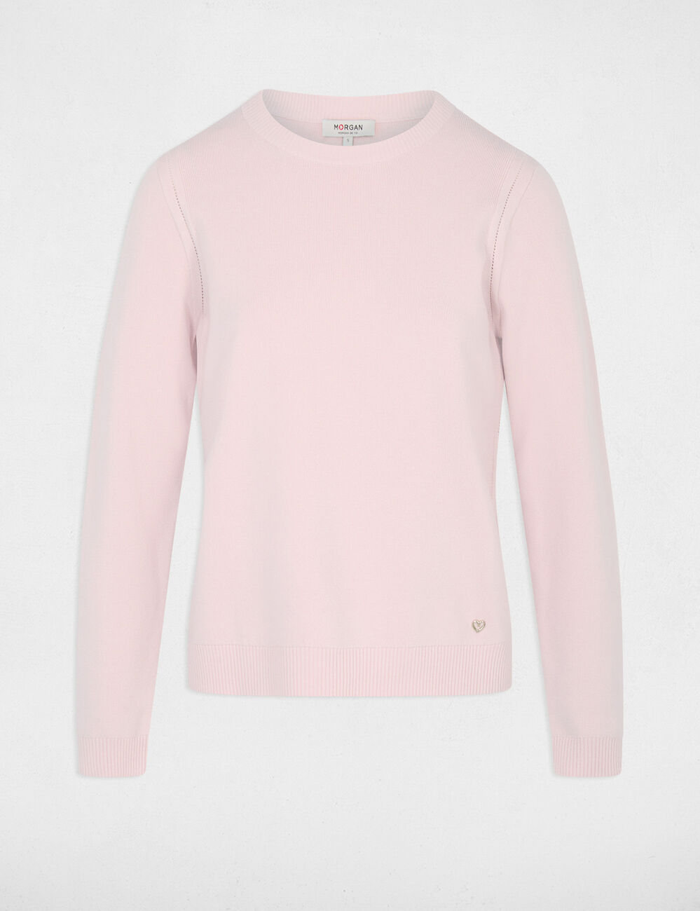 Pull maille relief rose clair femme