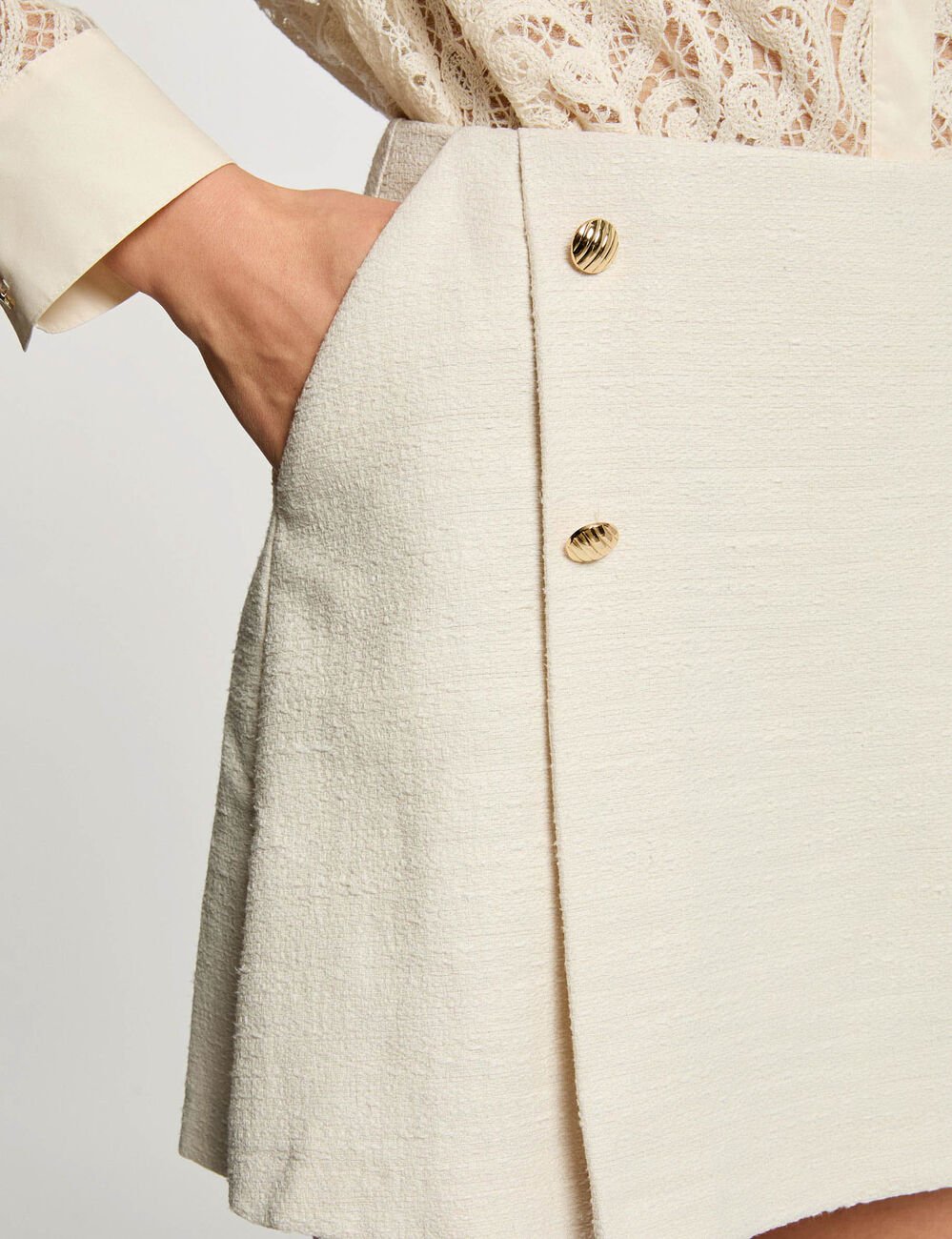 Jupe-short tweed ajust&eacute;e sable femme