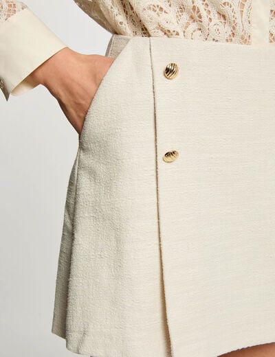 Jupe-short tweed ajust&eacute;e sable femme