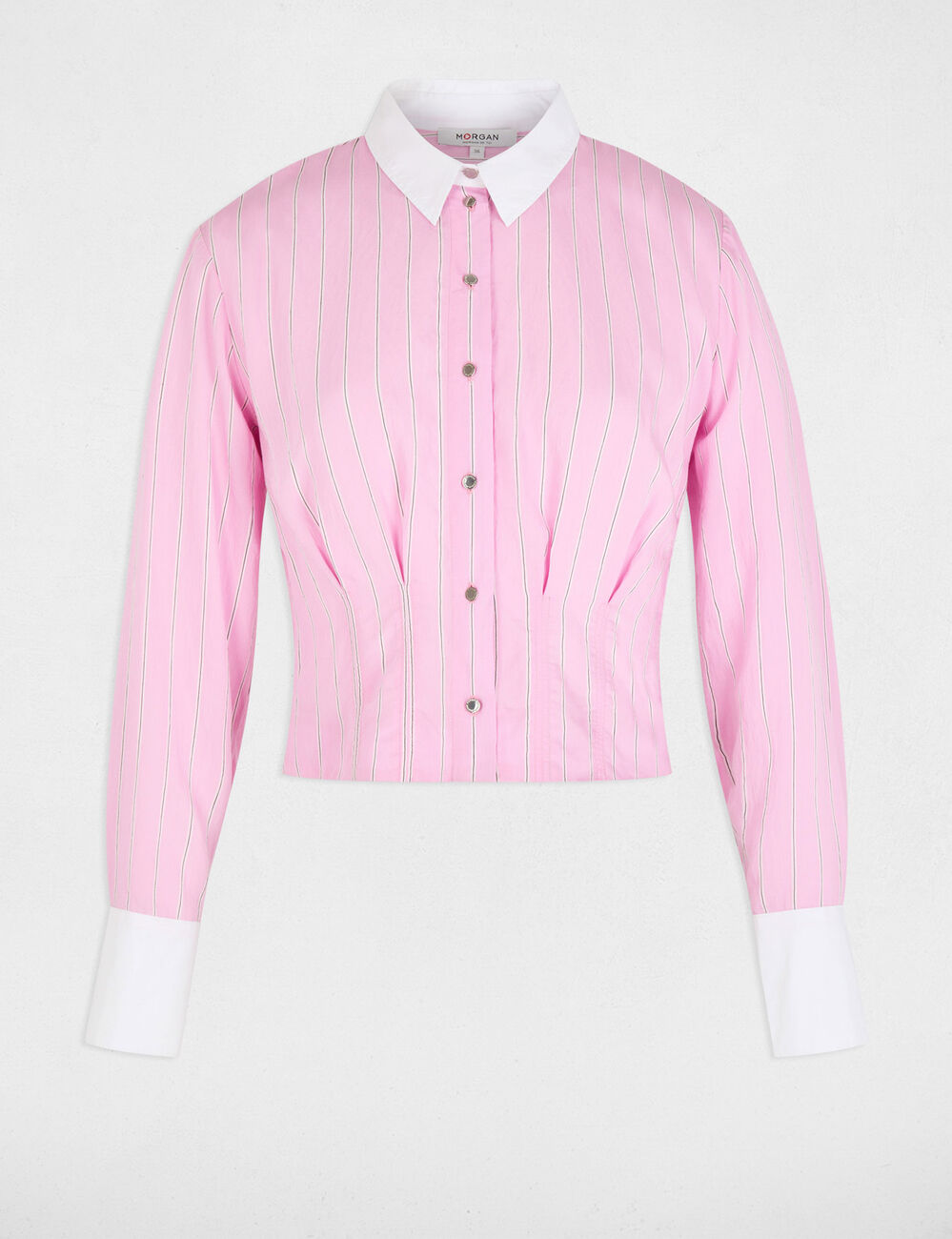 Getailleerd V-hals overhemd roze vrouw