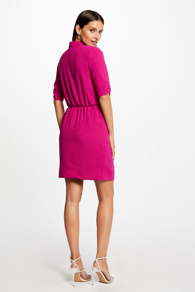 Robe portefeuille manches 3/4 framboise femme