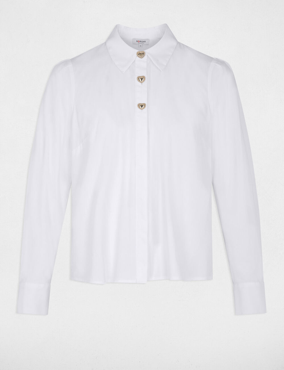 Chemise droite col &agrave; revers blanc femme