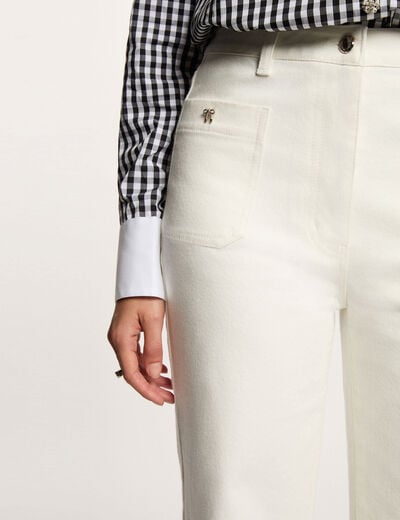 Wijde 7/8 jeans helder wit vrouw