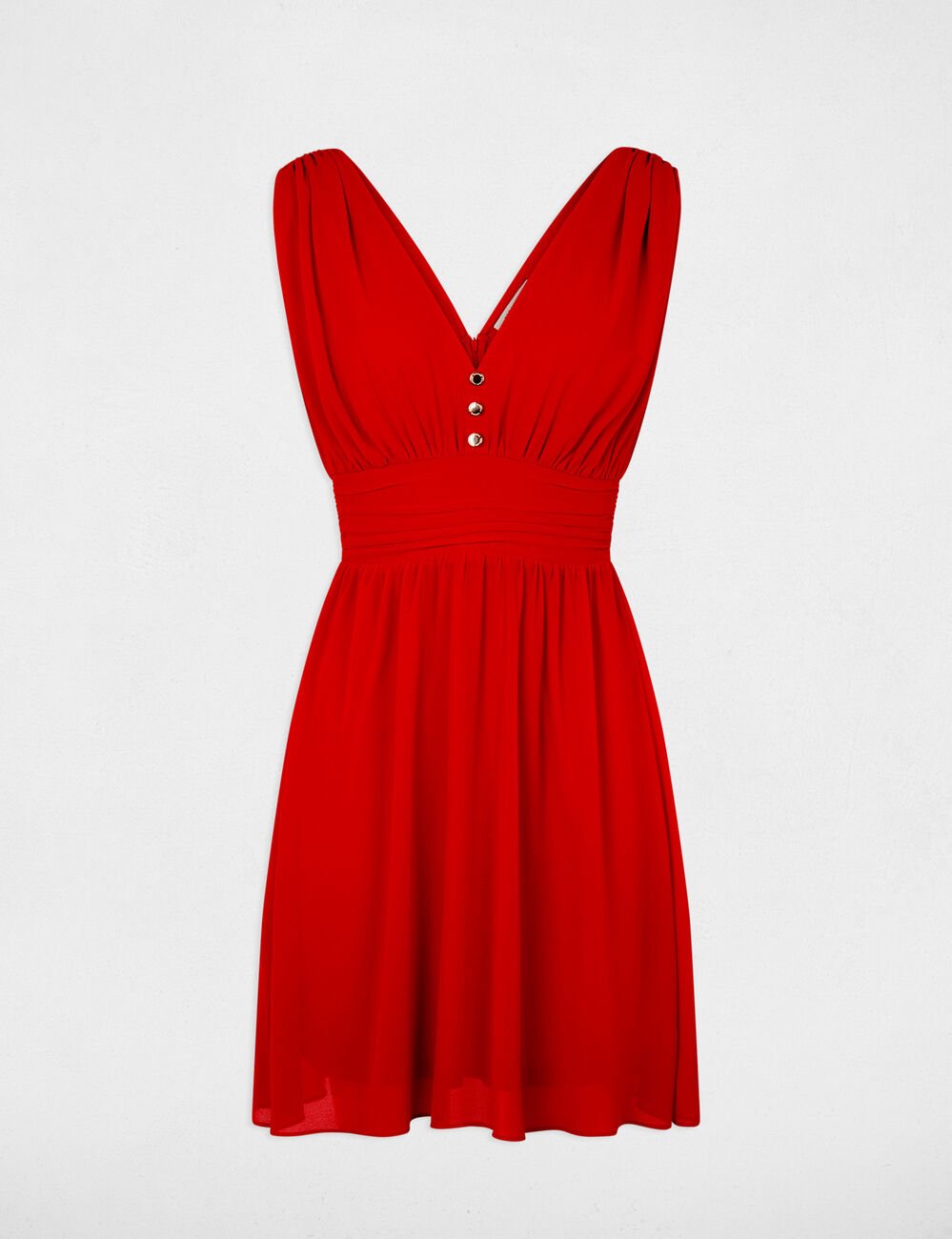 Robe courte &eacute;vas&eacute;e fluide rouge femme