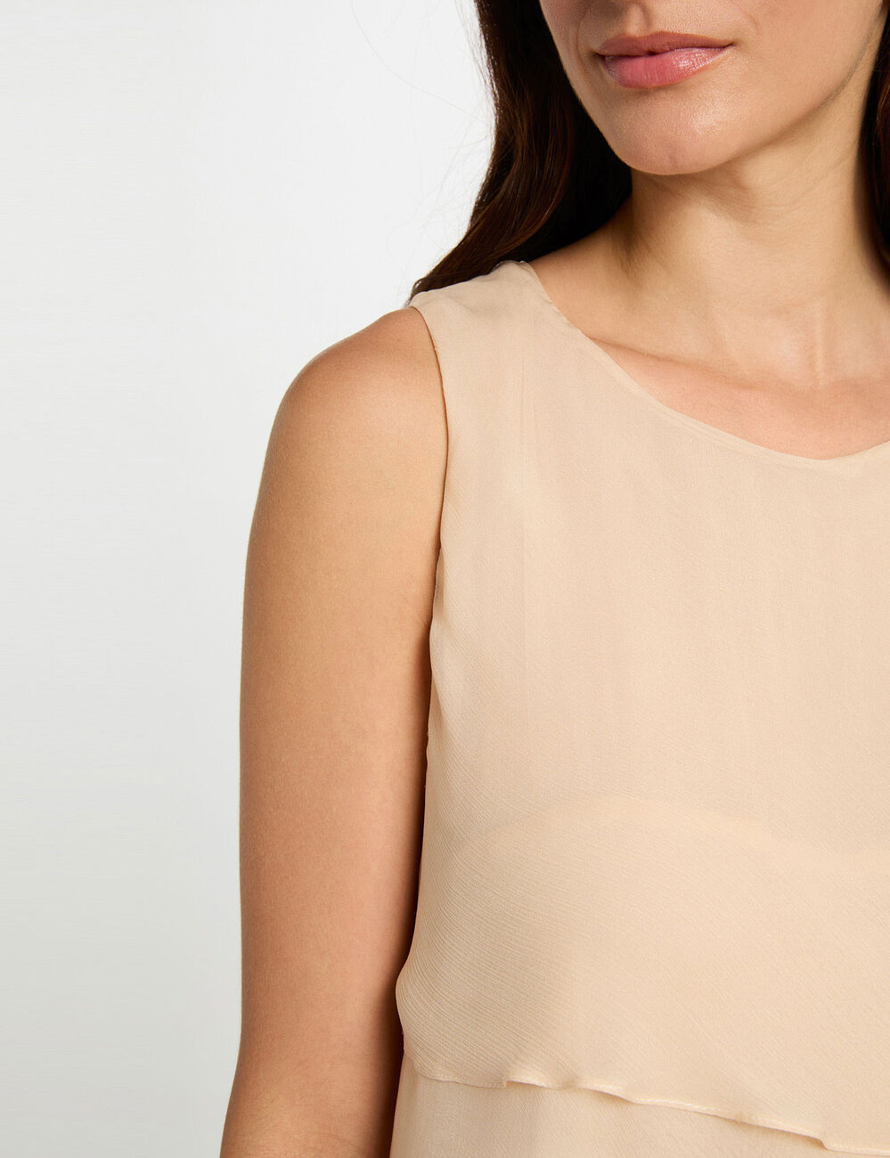 Mouwloze voile blouse poeder roze vrouw