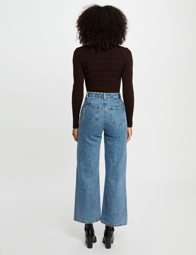 Pull col roulé ajusté marron foncé femme