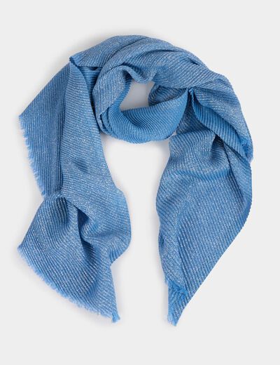 Plissé sjaal met metallic draad bleu vrouw