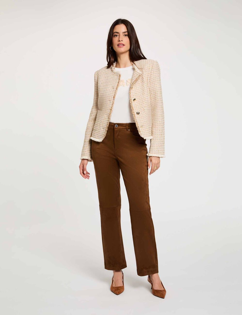 Cropped tweed jasje meerkleurig vrouw