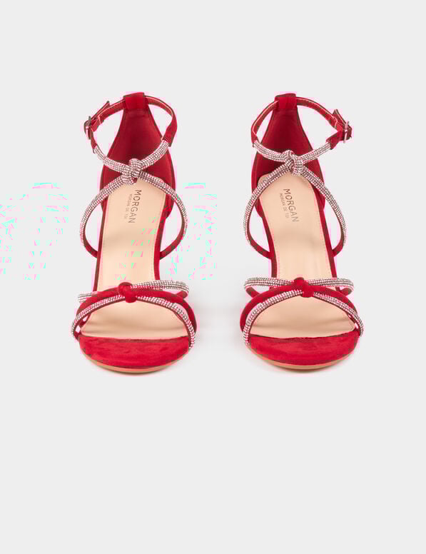 sandales a talons avec brides strass rouge femme Sandales à talons avec brides strass rouge femme