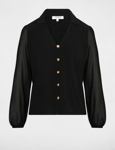 Geknopte voile T-shirt zwart vrouw