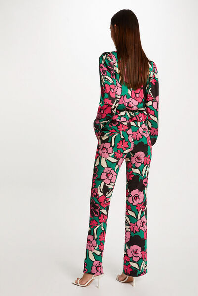 Rechte broek met bloemenprint meerkleurig vrouw