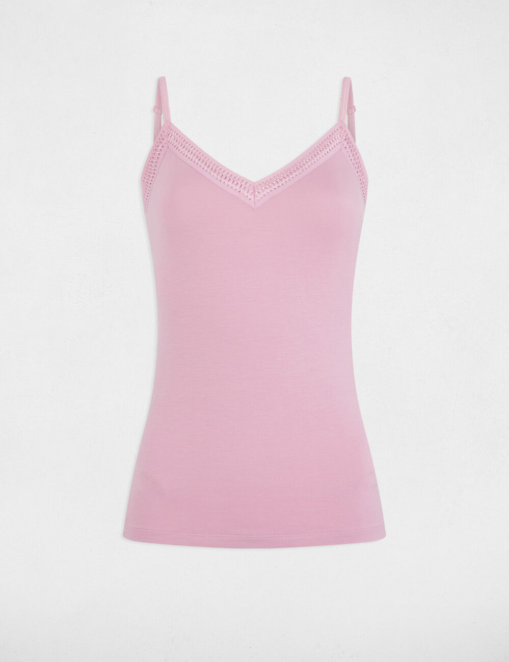 Tanktop met dunne bandjes kant pastelroze vrouw