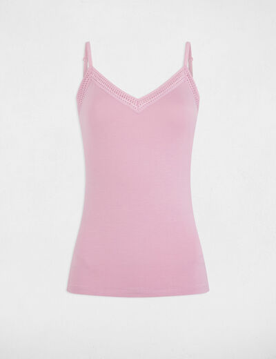 Tanktop met dunne bandjes kant pastelroze vrouw