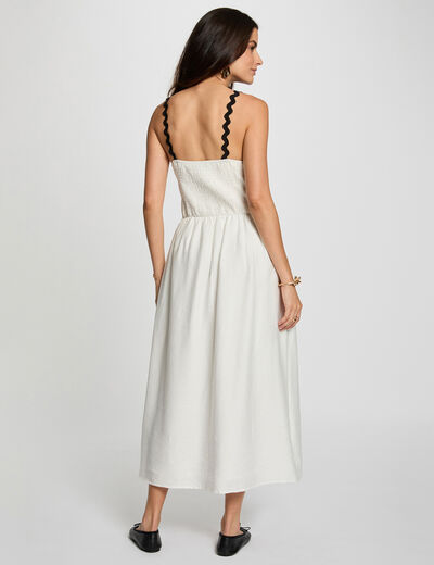 Robe ajustée bretelles fantaisie blanc femme