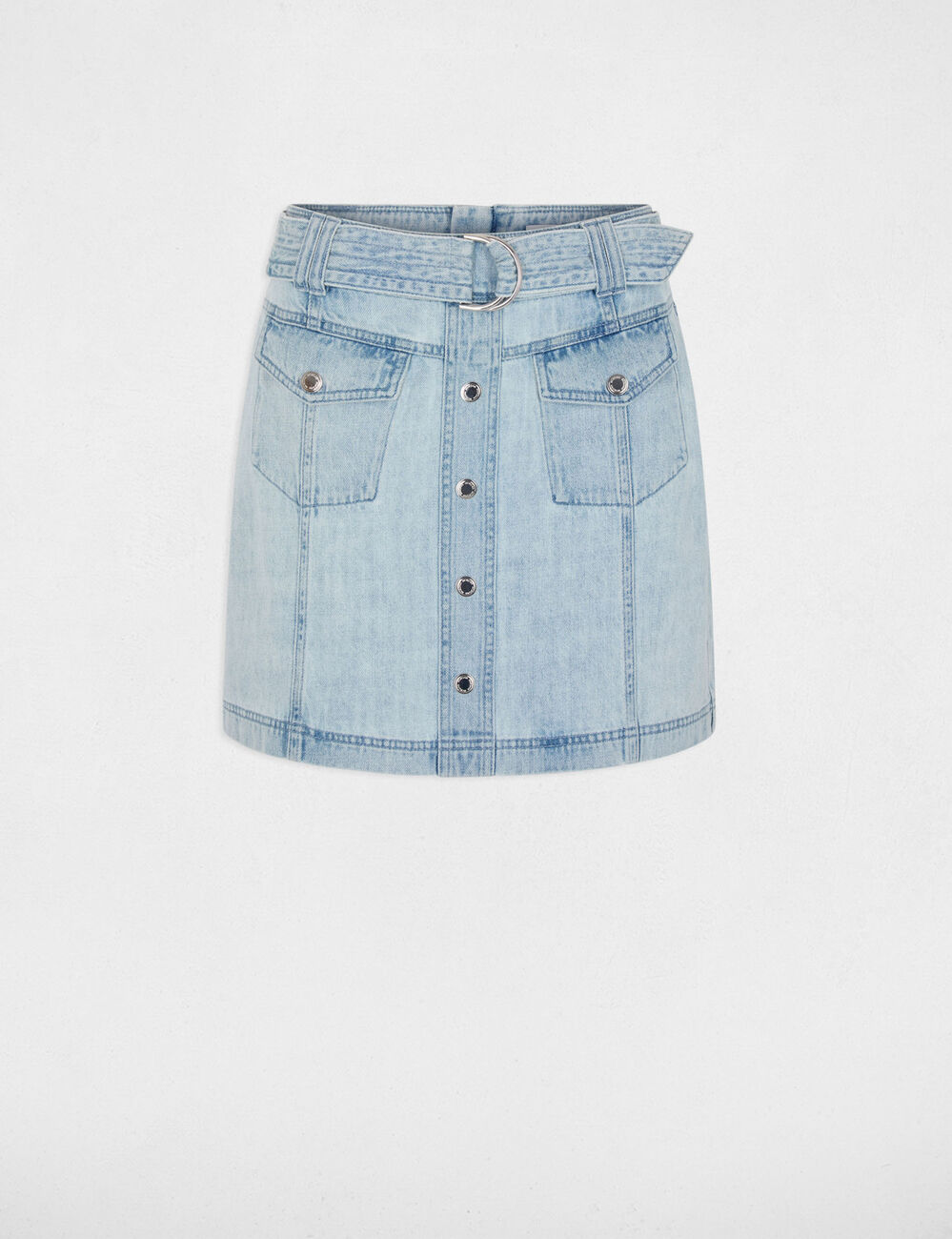 Korte jeansrok gebleekt denim vrouw
