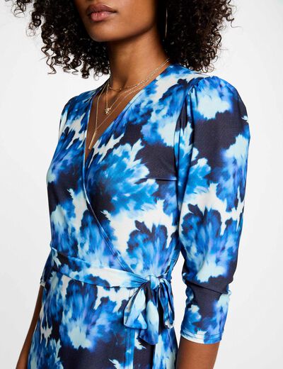 Robe courte ajustée imprimée multicolore femme