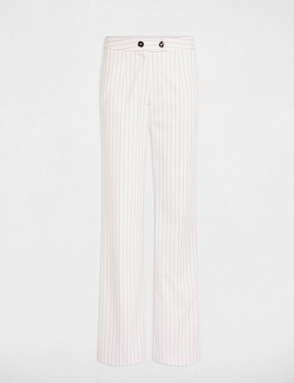 Pantalon droit à rayures ecru femme