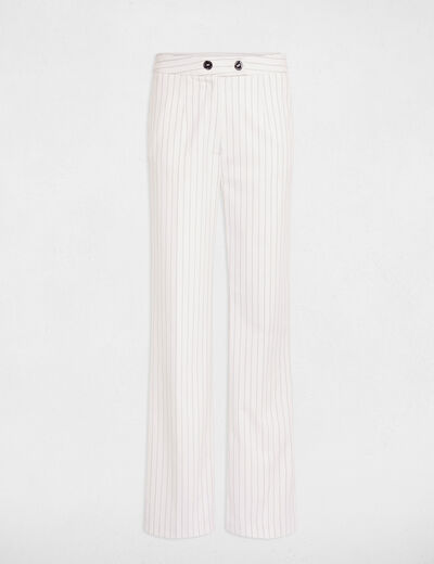Pantalon droit à rayures ecru femme