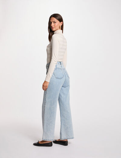 Pull col roulé ivoire femme