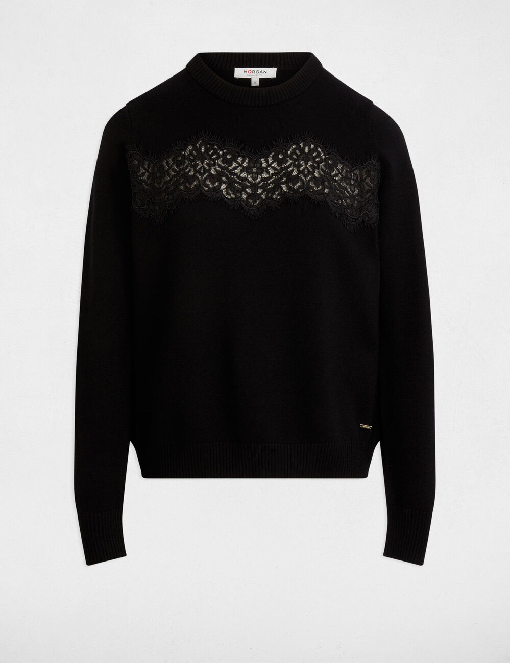 Pull col rond noir femme