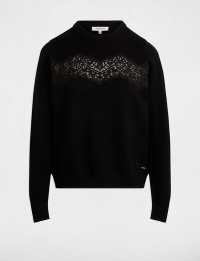 Pull col rond noir femme