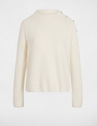 pull col montant et boutons ivoire femme Pull col montant et boutons ivoire femme