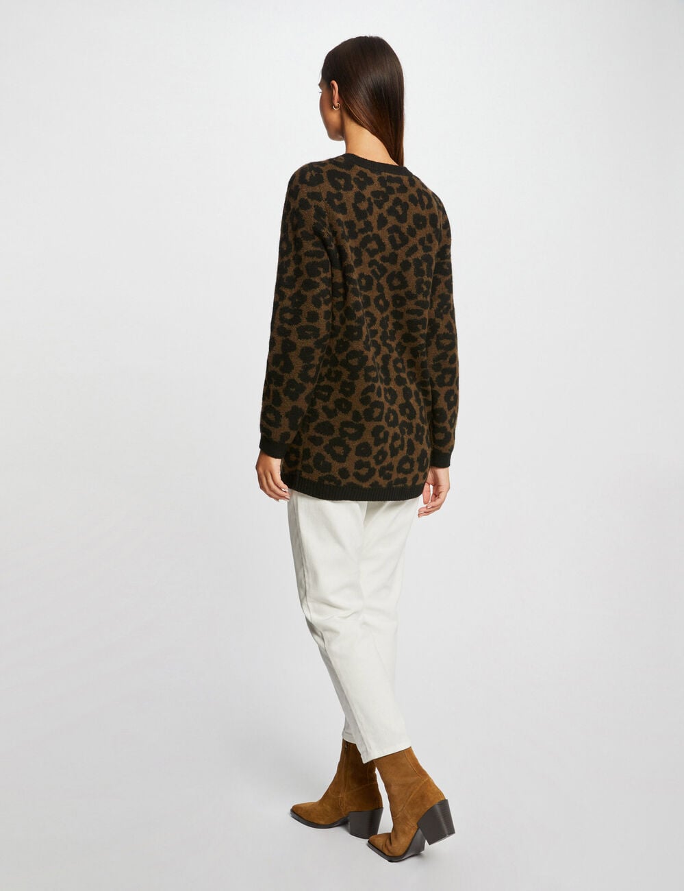 Halflang vest met luipaardprint zwart vrouw