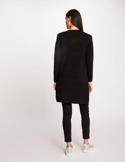 Gilet droit &agrave; col crant&eacute; gris fonc&eacute; femme