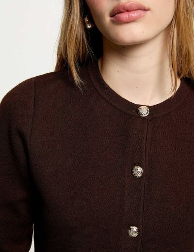 Vest met ronde hals donker bruin vrouw