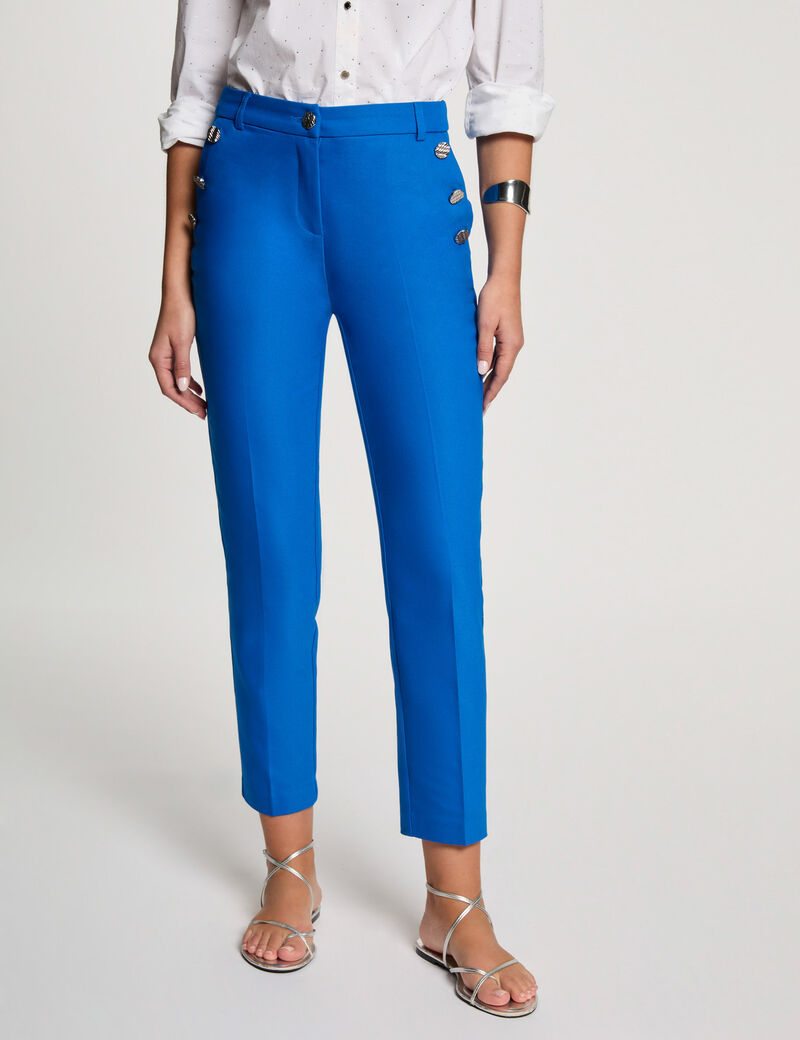 Pantalon cigarette 7/8ème bleu electrique femme