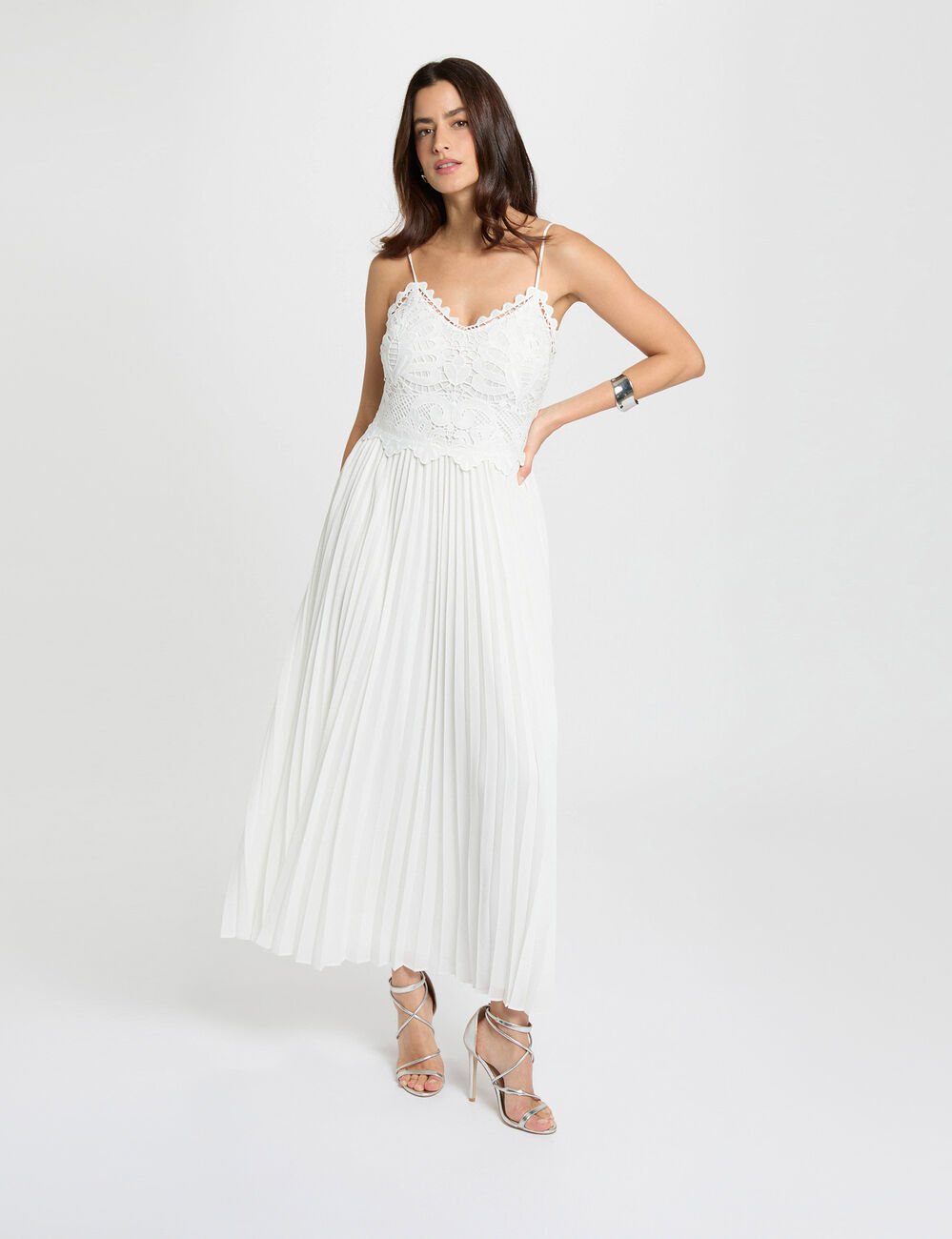 Robe longue dentelle blanc femme