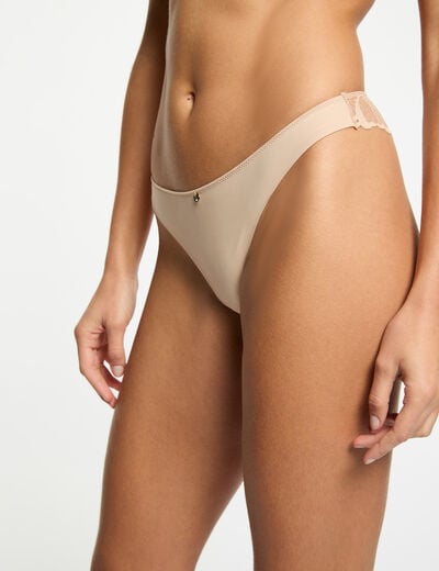 Lage taille kanten slip beige vrouw
