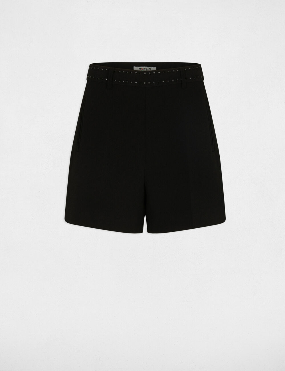 Short taille haute clouté noir femme