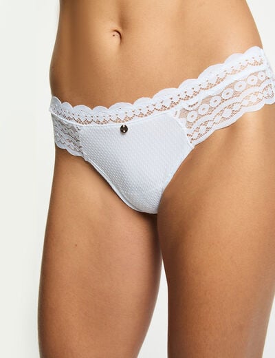 Lage taille kanten shorty helder wit vrouw