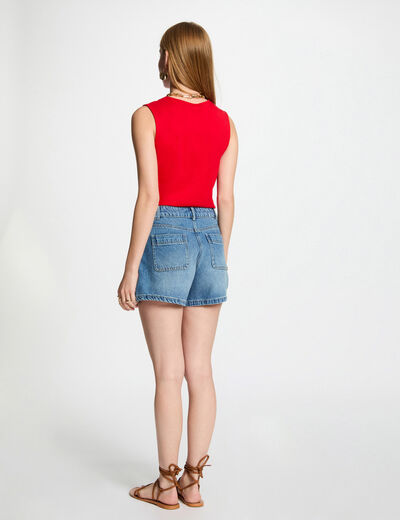 T-shirt sans manches rouge femme