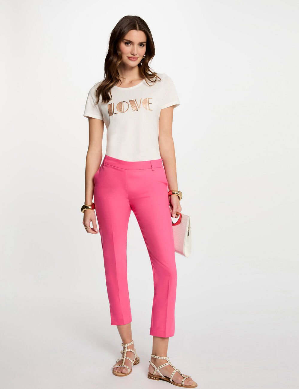 Sigaretbroek 7/8 roze vrouw