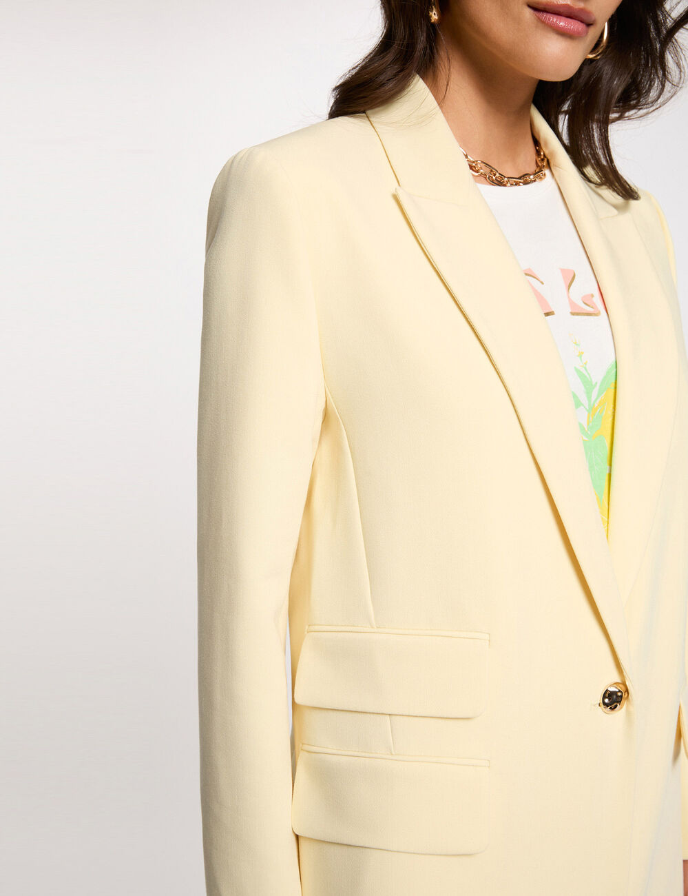 Veste blazer jaune pastel femme