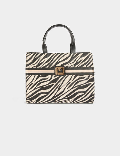 Shopper met luipaardprint ivoor vrouw