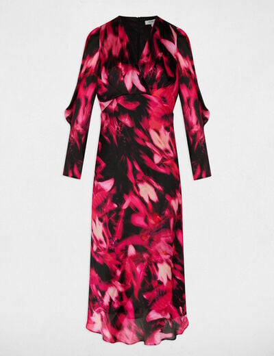 Robe voile col v multicolore femme