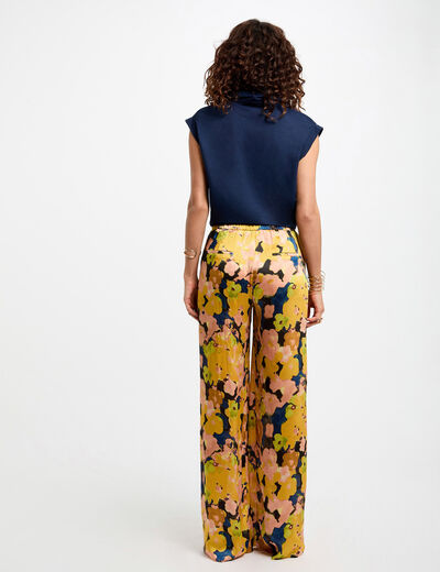 Wijde broek met bloemenprint meerkleurig vrouw